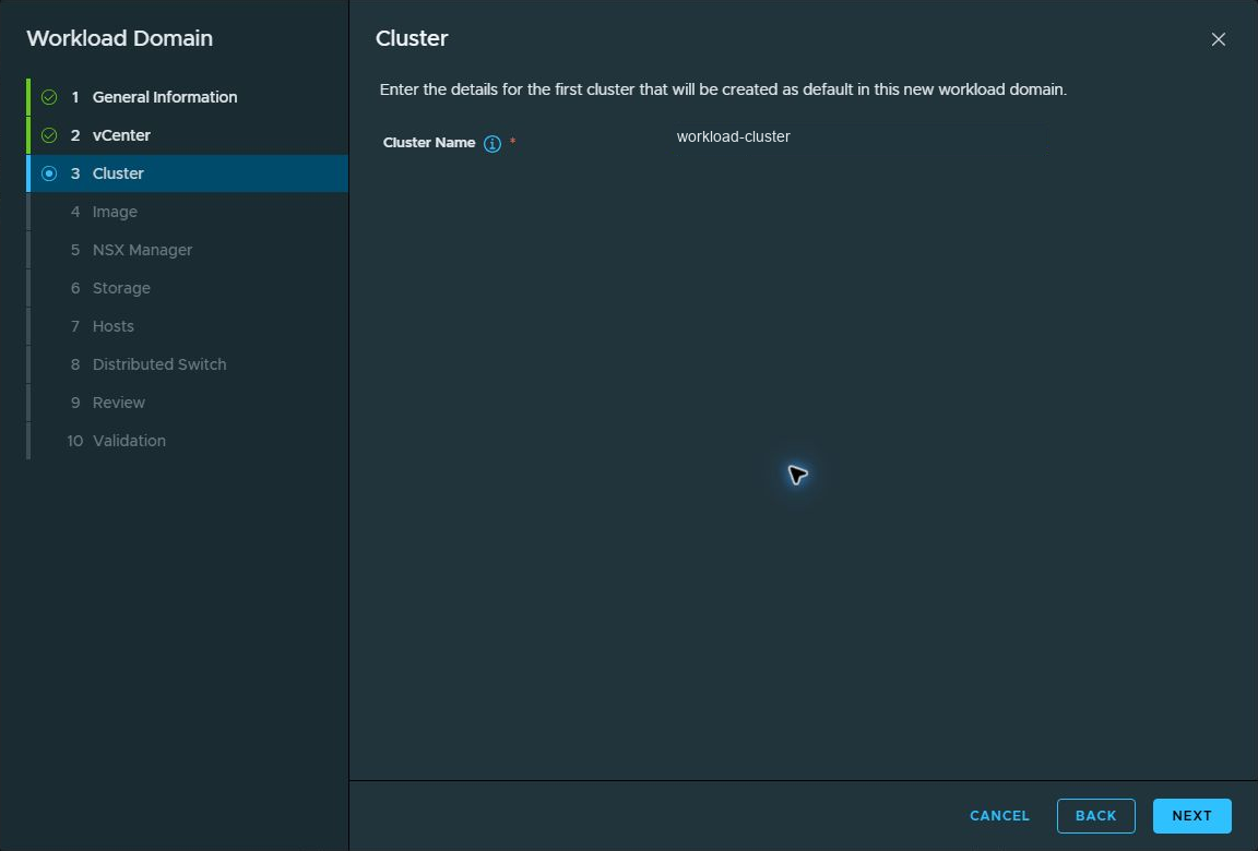 The initial cluster name is populated.
