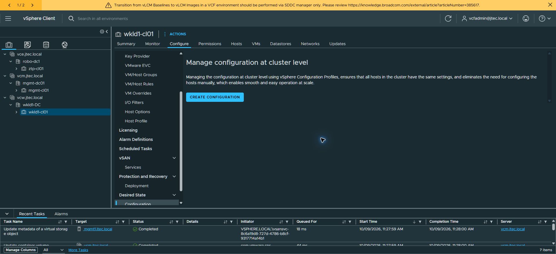 Start at Configure → Desired State → Configuration and select Create Configuration.