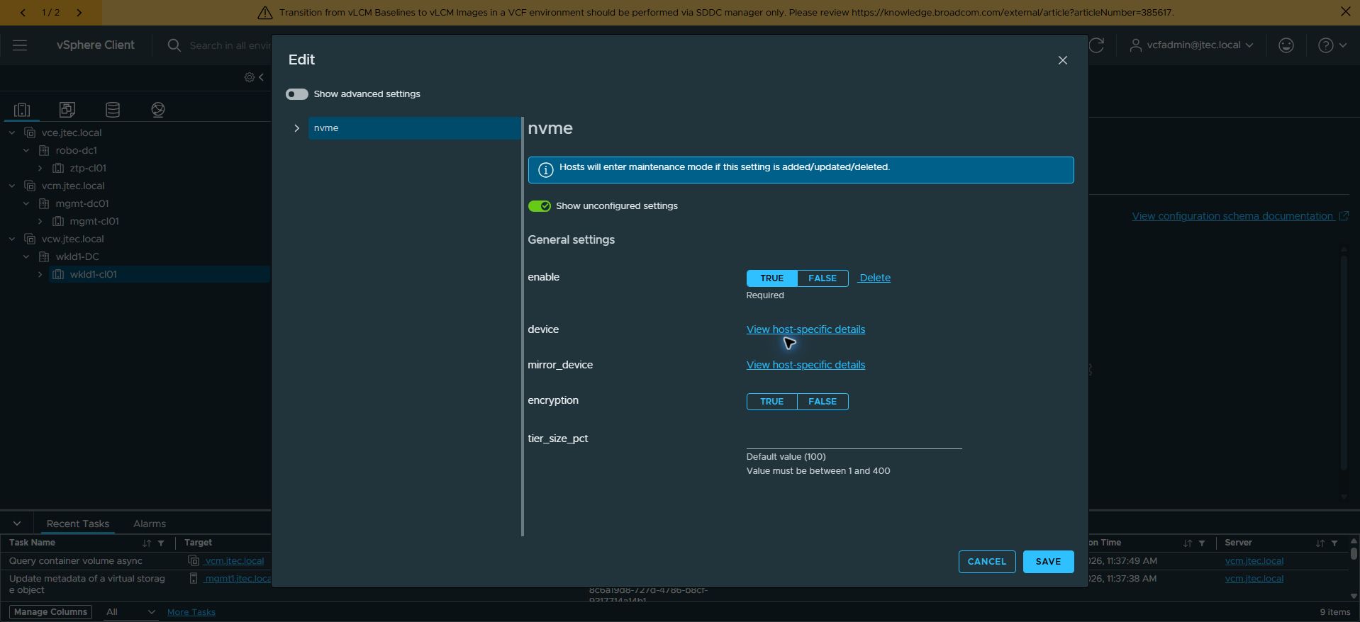 Set enable to TRUE to enable NVMe Memory Tiering.
