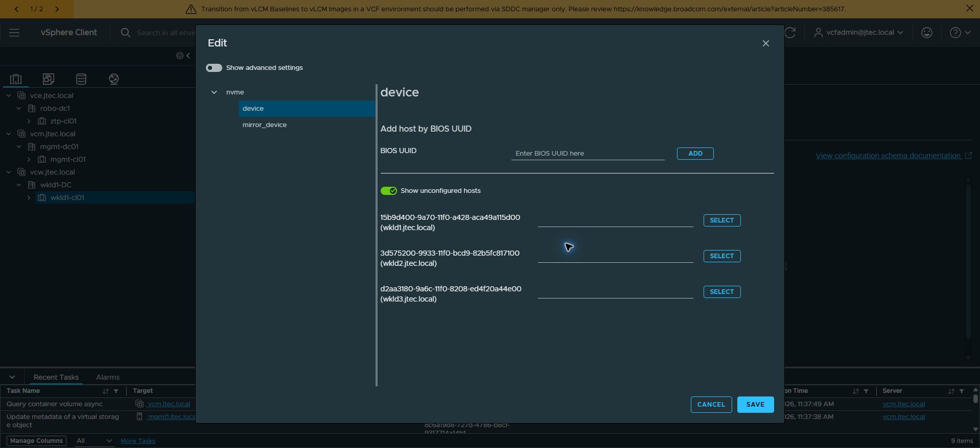 Open device host-specific details to assign a primary device to each host.