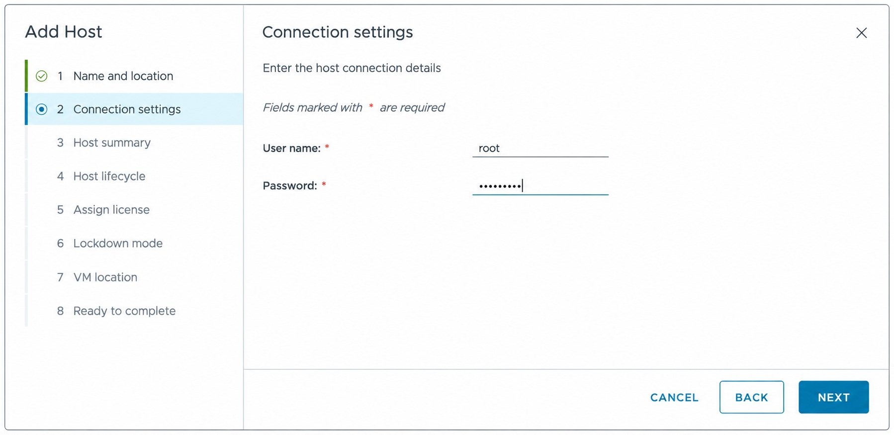 Enter the witness appliance credentials.