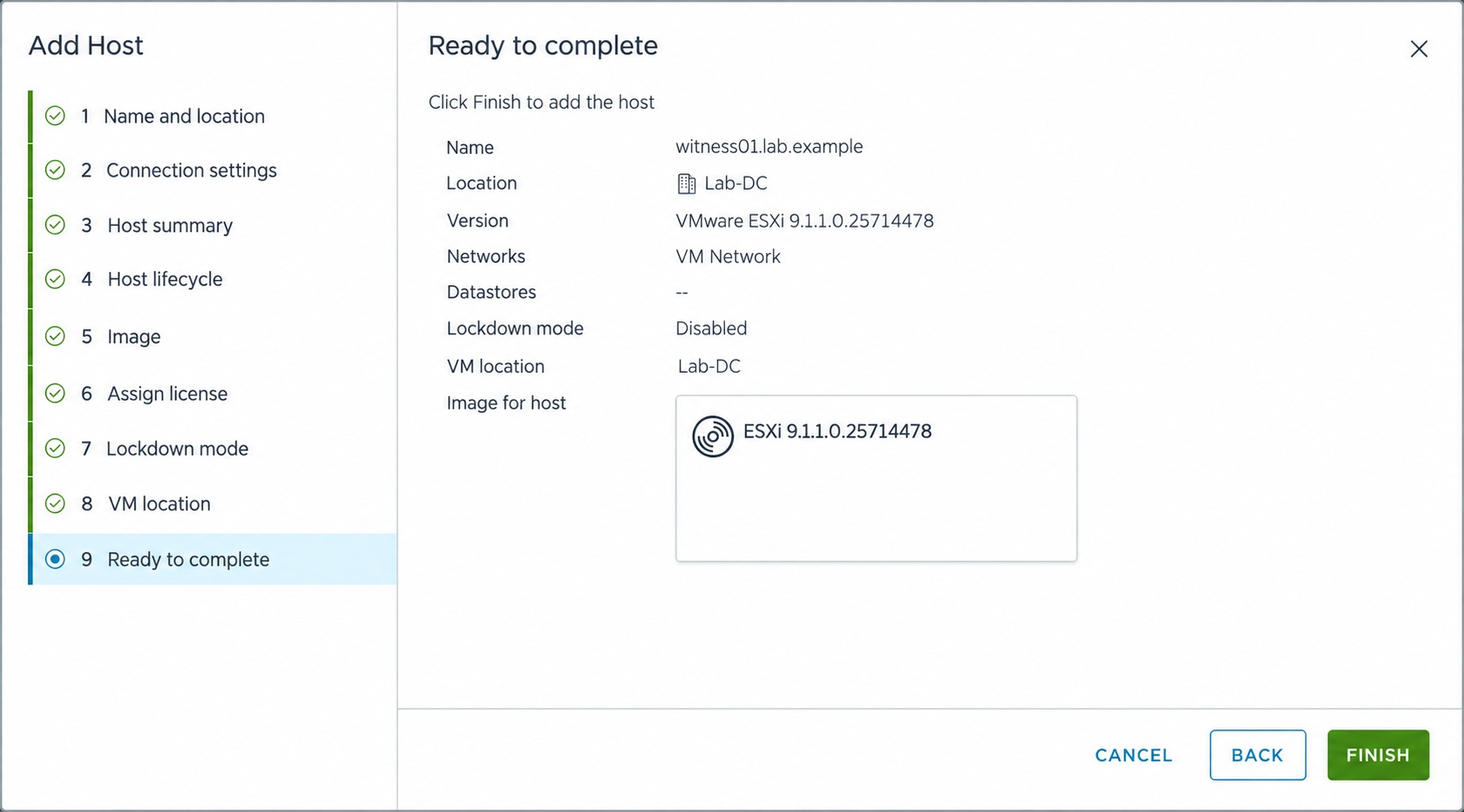 Review the Add Host summary.